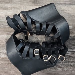 Hadria Black Open Toe Wedge Sandal